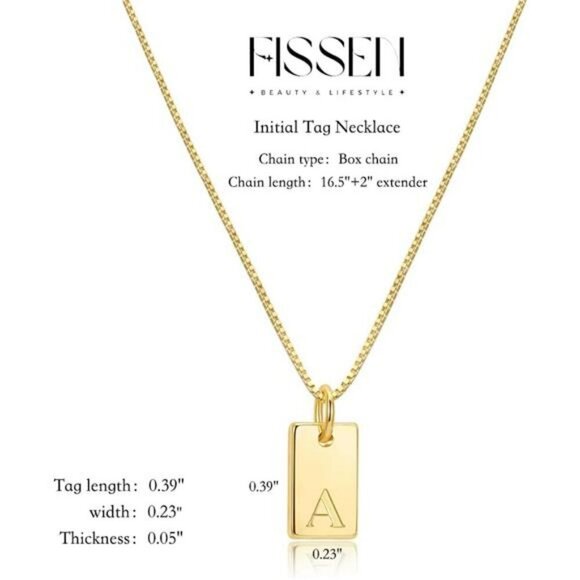 Gold Initial Necklace Letter Pendant Dainty Name Tag Personalized Jewelry - Picture 5 of 7